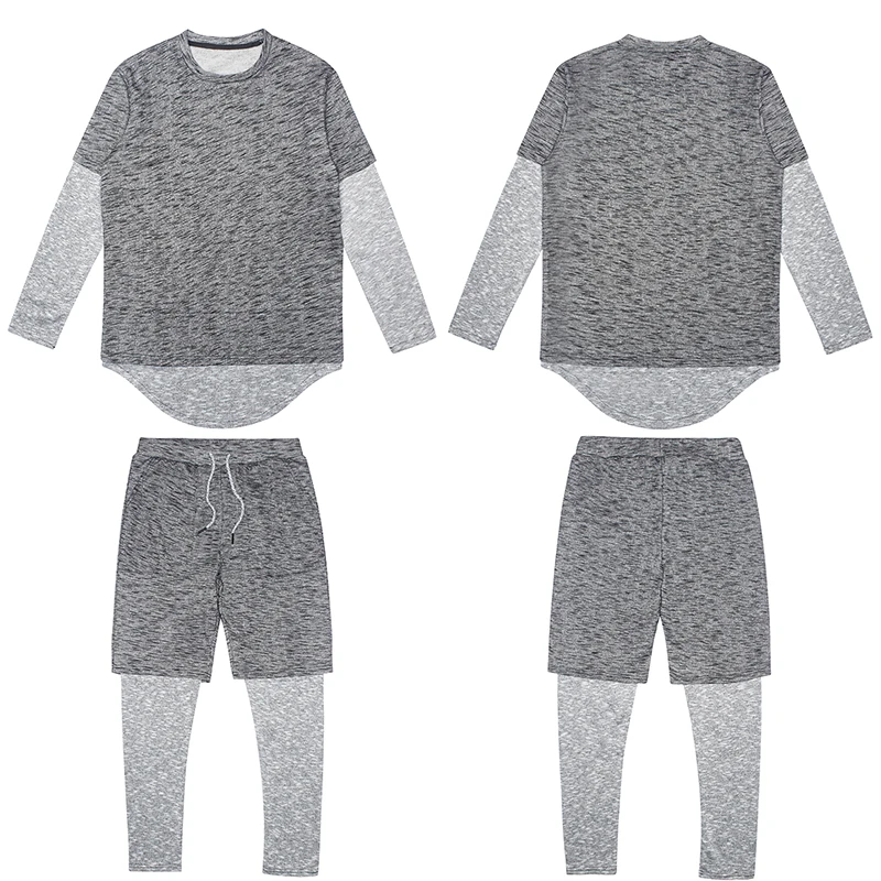 Black Blue Set Men Европейский стиль соединенный Повседневный Спортивный костюм набор для мужчин осень тренировки подходят джоггеры Homme спортивный свитер+ брюки уличная - Цвет: Black Blue Set Men