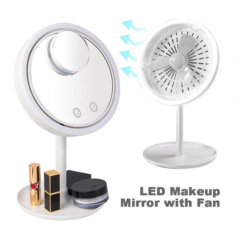 

Makeup mirror with led standing mirror touch screen mirror backlit adjustable light table cosmetic illuminated mirrors with fan