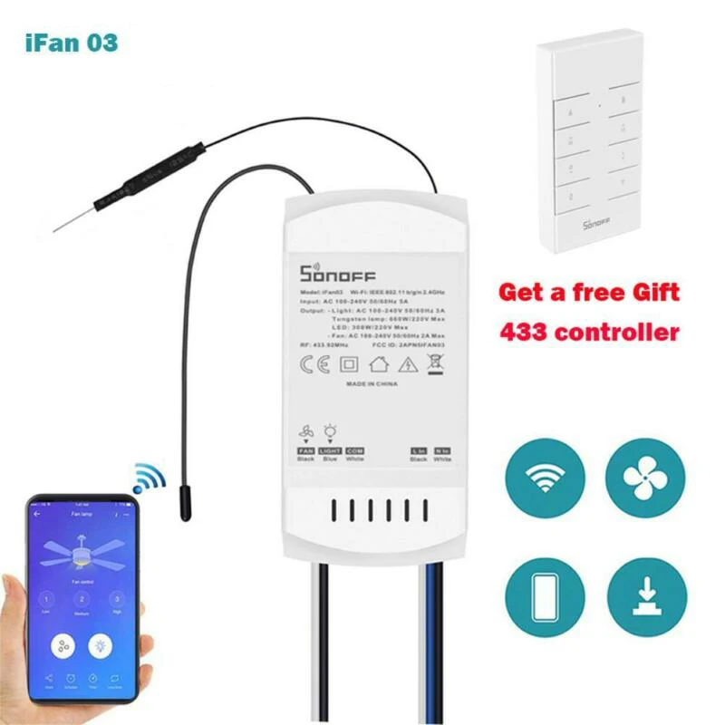 

WiFi Smart Controller APP Remote Control Ceiling Fan Light Switch Speed Adjust Ceiling Fan Light Switch Driver + Manual
