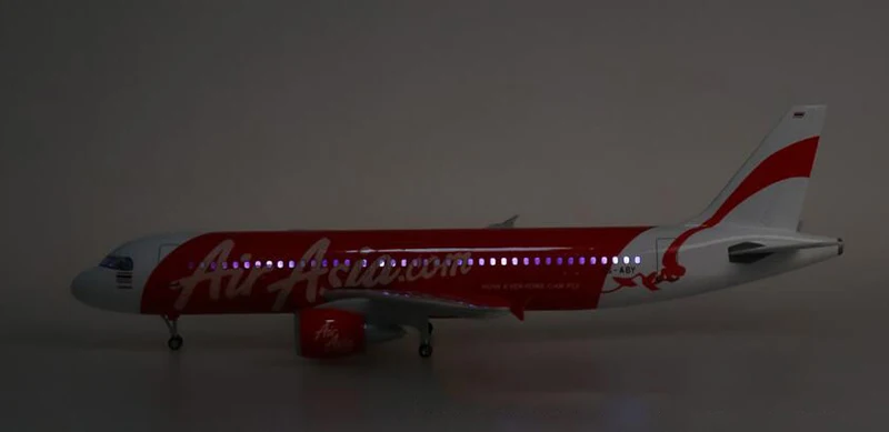 1/80 47 см самолет Airbus A320 NEO Air Asia. Com авиакомпания модель светодиодный светильник и шасси колеса литая модель самолёта из смолы игрушки шоу - Цвет: with light