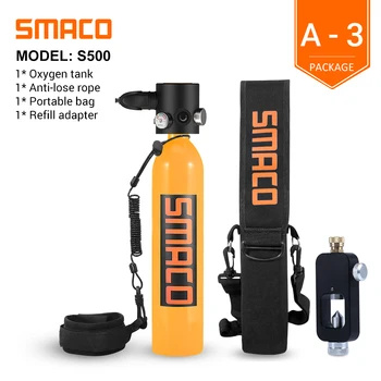 

Smaco Scuba Diving Tank Equipment Mini Scuba Dive Cylinder scuba diving oxygen tank box snorkel dive tank S500 Set