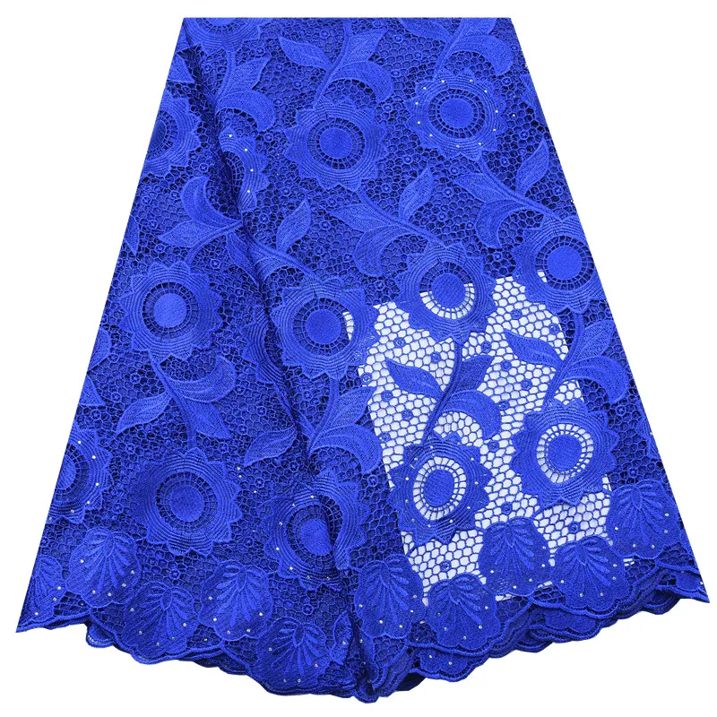 Королевский синий африканский сухой кружевной ткани водорастворимые нигерийские кружева ткань Высокое качество Французский гипюр шнур кружевная ткань 1796
