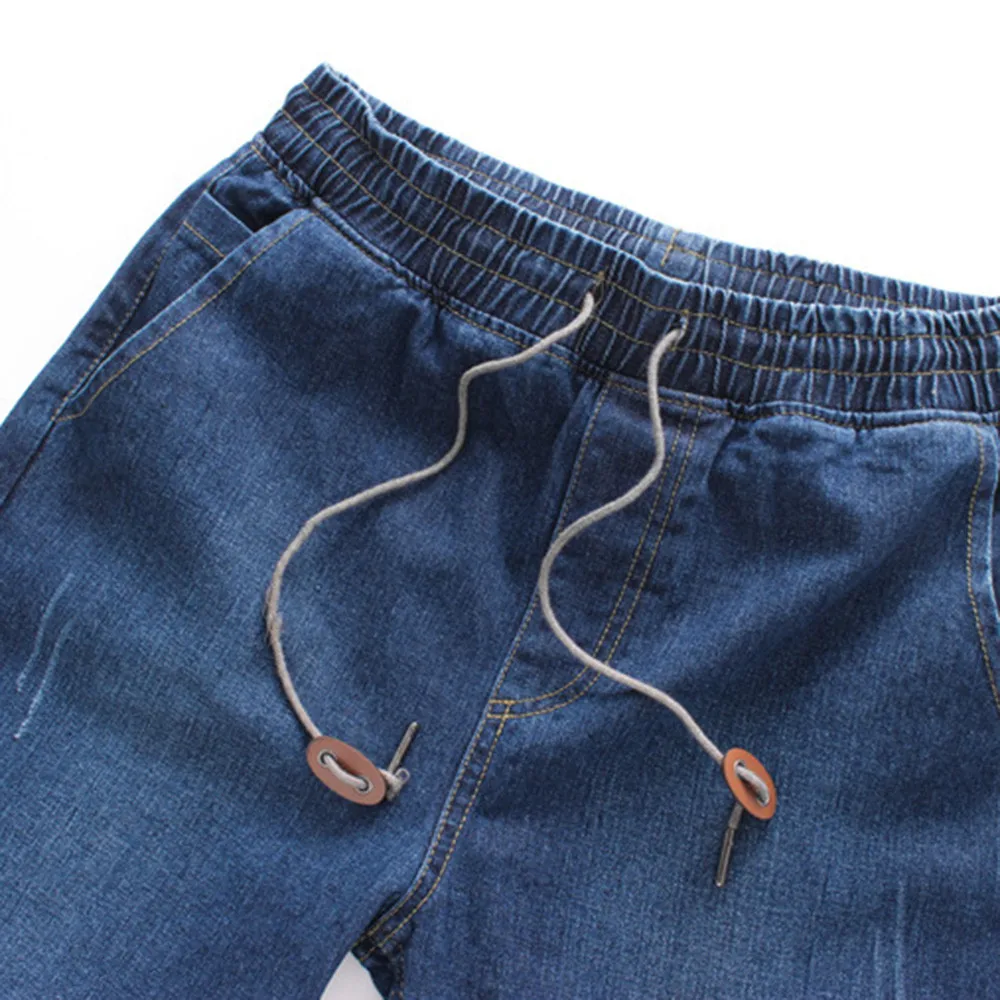 Новые повседневные обтягивающие Джинсы из денима, мужские эластичные однотонные брюки с завязками, джинсовые осенние байкерские узкие брюки-карандаш для высокой улицы, Джинсы# Z