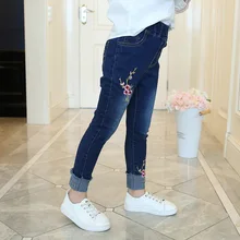 Детская одежда; джинсовые брюки для девочек; сезон весна-осень; эластичные брюки для больших мальчиков; Детские обтягивающие брюки в Корейском стиле