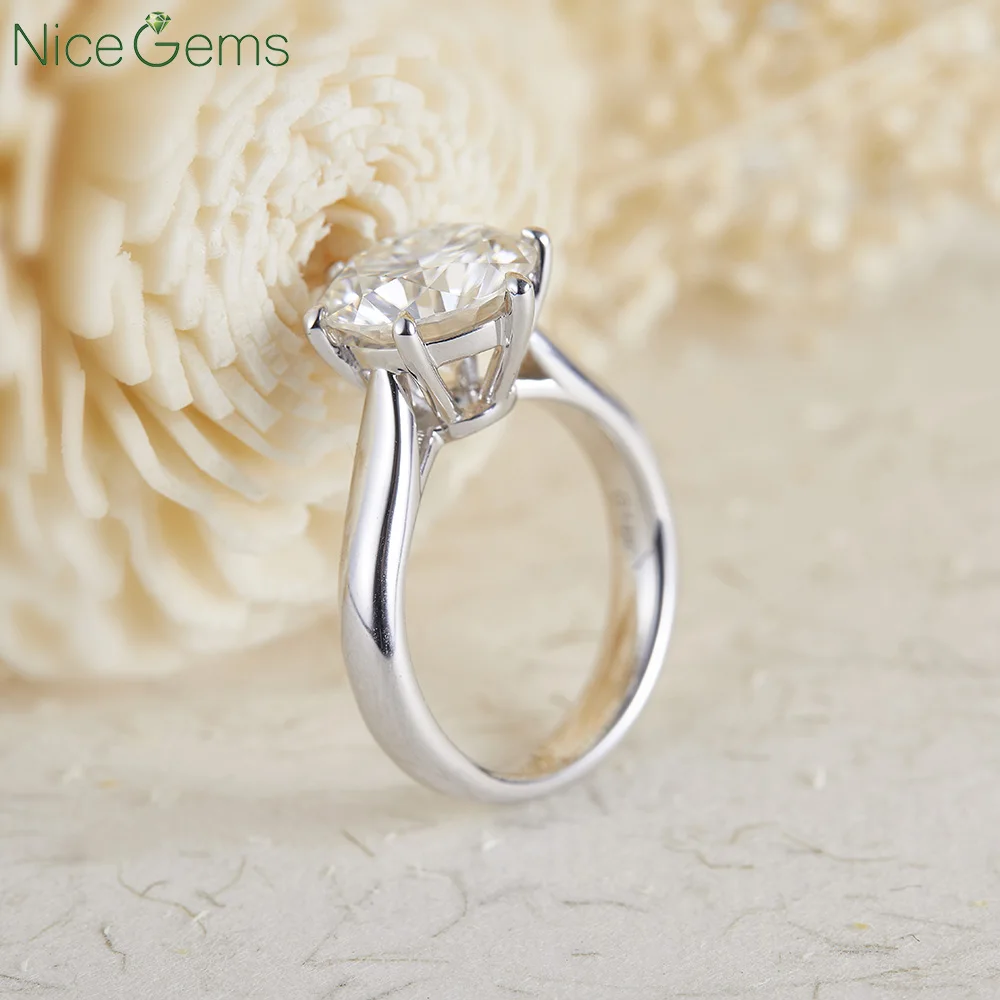 NiceGems однотонное 14 к 585 Белое золото 9 мм 3 карата DF круглый бриллиантовый муассанит