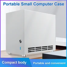Alle Aluminium Zilver Pc Gaming Computer Case Mini Itx Koffer Draagbare Desktop Computer Lege Chassis Voor Sfx Voeding Ssd