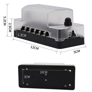 

Automotive Blade Fuse Holder Box Circuit Fuse Block For Autos Airplanes Tankers Ships 6 Way with negative function stickers