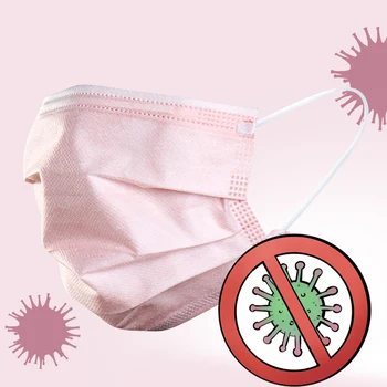 

10/20/30/50PCS 3-Ply Disposable Face Masks with Earloops Non-Woven Mask Breathable 3 Layer Filter Pink