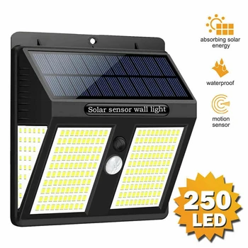 

250 LED Outdoor Solar Light PIR Motion Sensor Wall Light Waterproof Solar Lamp Solar Powered Sunlight Garden Decoration