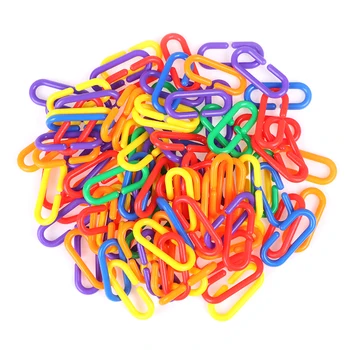 

100PCS/lot Plastic Parrot Toys C-clips Hooks Chain C-links Sugar Glider Rat Parrot Bird Toy Parts Parakeet Bird Accessories