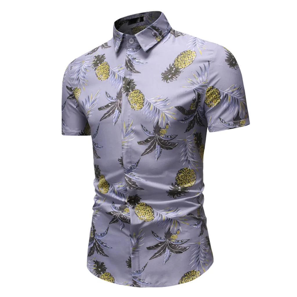 Camisas hombre, мужские рубашки, летняя мода, Бизнес Стиль, досуг, печать, короткий рукав, рубашка, топ, блузка, гавайская рубашка