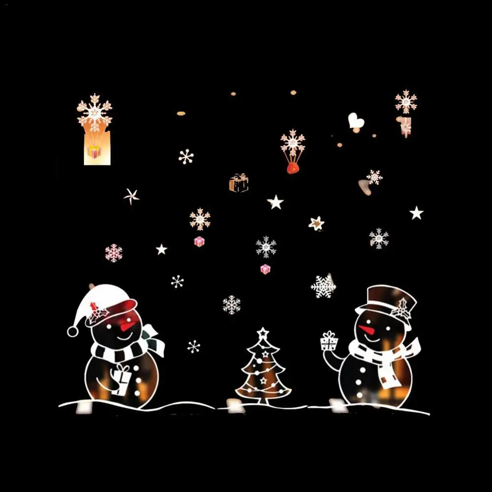 1pc Christmas Will Sticker Removable Snowman Santa Vinyl Wall Stickers Home Shop Door Glass Window Decal Decor Adornos de Navida - Цвет: 03