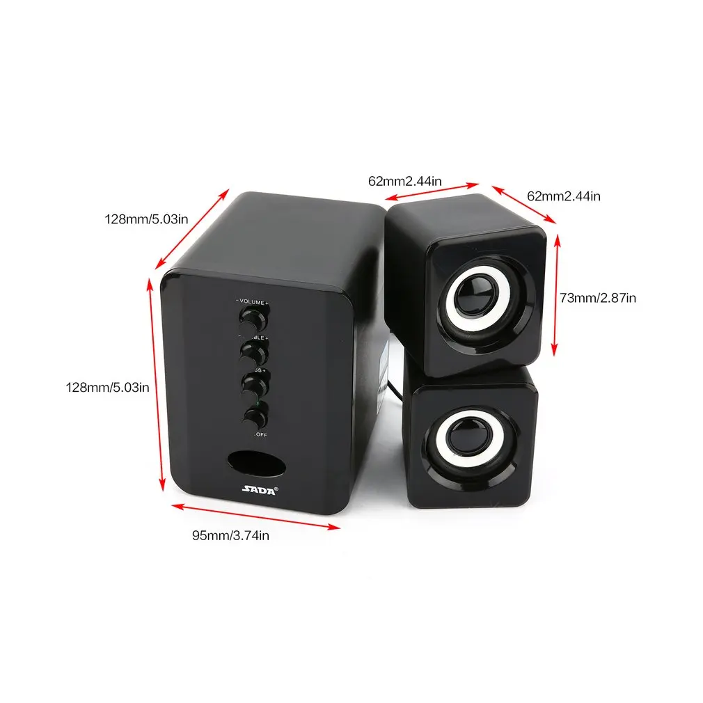 Проводные комбинированные колонки SADA D 202 USB компьютерные бас стерео музыкальный