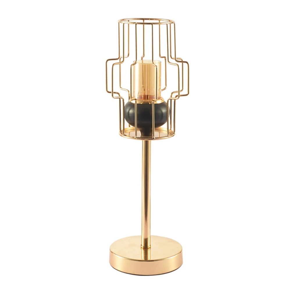 L Candlestick Desktop Craft Gift Retro Style Decorative Hollowing Out Wedding Rustproof Candle Holder Electroplated Iron Art Home - Color: L