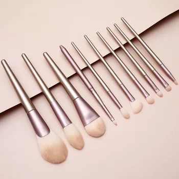 

10 Makeup Brush Set Makeup Tools Champagne Gold Beauty Powder Foundation Brush