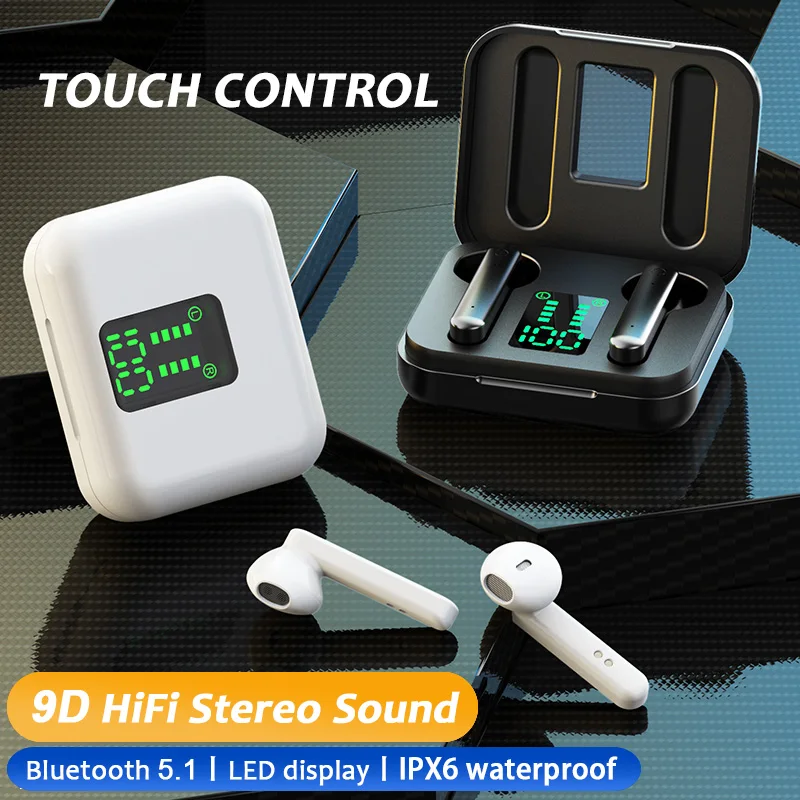 VCHICSOAR Bluetooth 5 1 наушники Спортивные Беспроводные 9D стерео Сенсорная IPX6