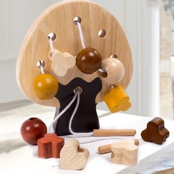 Ensemble de blocs de construction Montessori arc en ciel, arbre en bois perlé, jeu d'équilibre à empiler créatif, jouet éducatif pour enfants, cadeau, 1 ensemble 