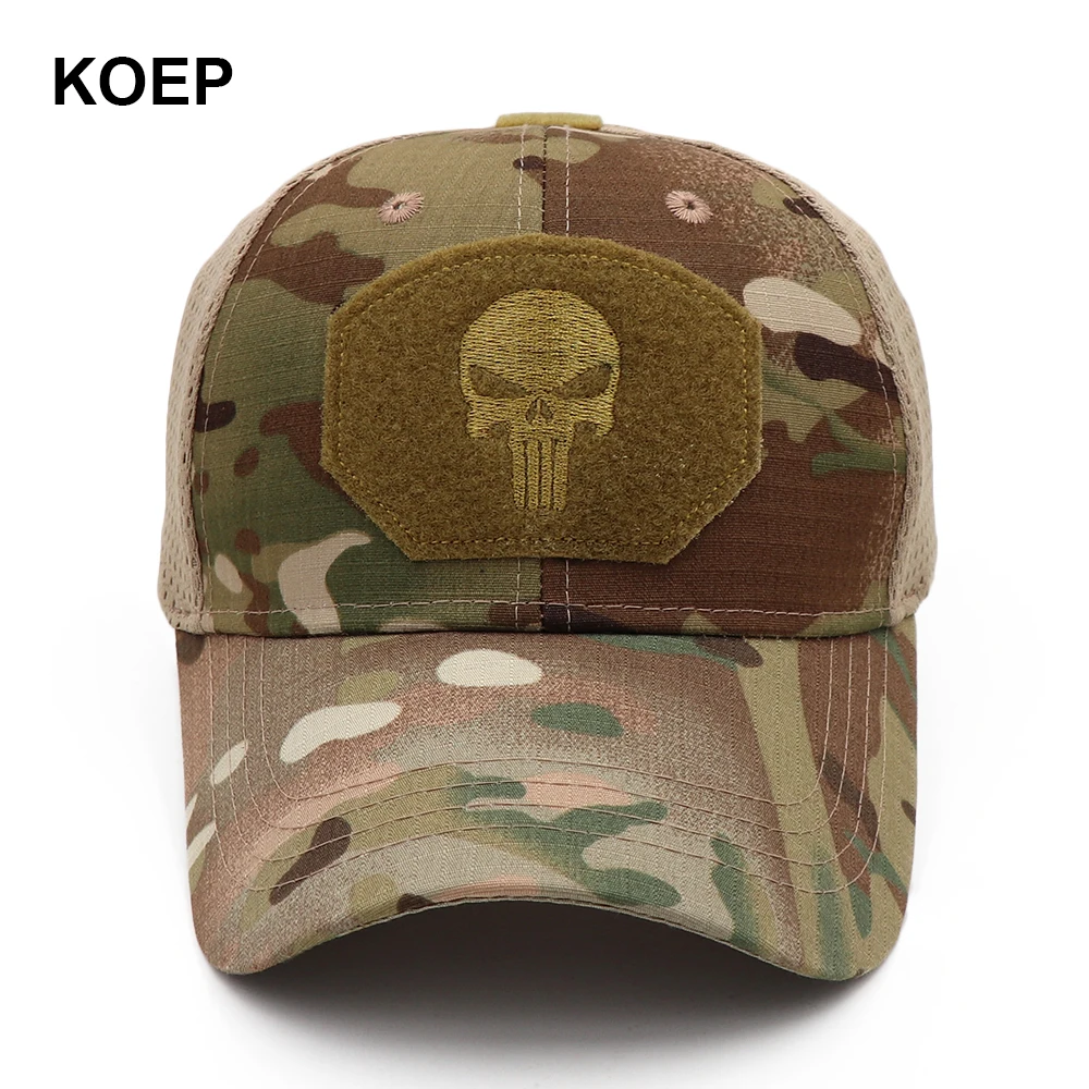 KOEP Mesh Punisher Baseball Cap Fishing Caps Men Outdoor Camouflage Jungle Hat Hiking Casquette Hats