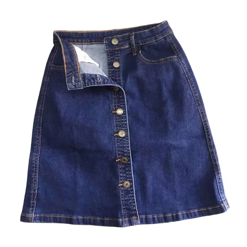 

Woman 2020 Spring Summer Skirt New Arrivals High Waist Button Line Jeans Skirt Casual Womens Wild Casual Midi Denim Skirt OK253
