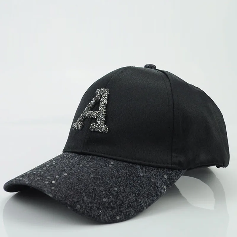 Women's Rhinestone Sequin Letter Baseball Cap Summer Adjustable Sun Hat