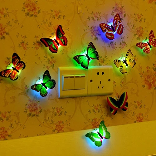 Home Decoration 7 Colors Changing Cute Butterfly LED Night Light Home Room Desk Wall Decor Unique 4
