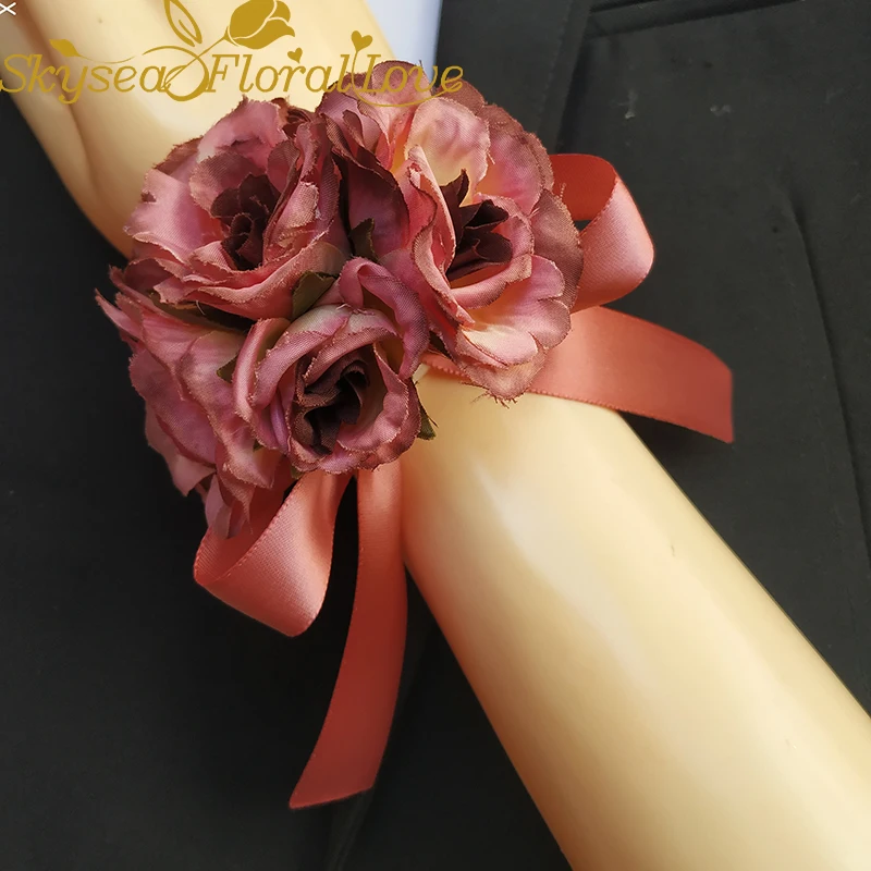 Бутоньерки на выпускной,, новинка, свадебные корсажи и Бутоньерки для невесты, жениха, розы на запястье - Цвет: Wrist 17