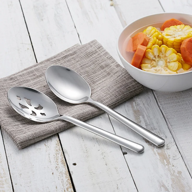 

Stainless Steel Serving Spoon Hollow Spoon Western-style Food Salad Spoon Household Kitchen Tableware