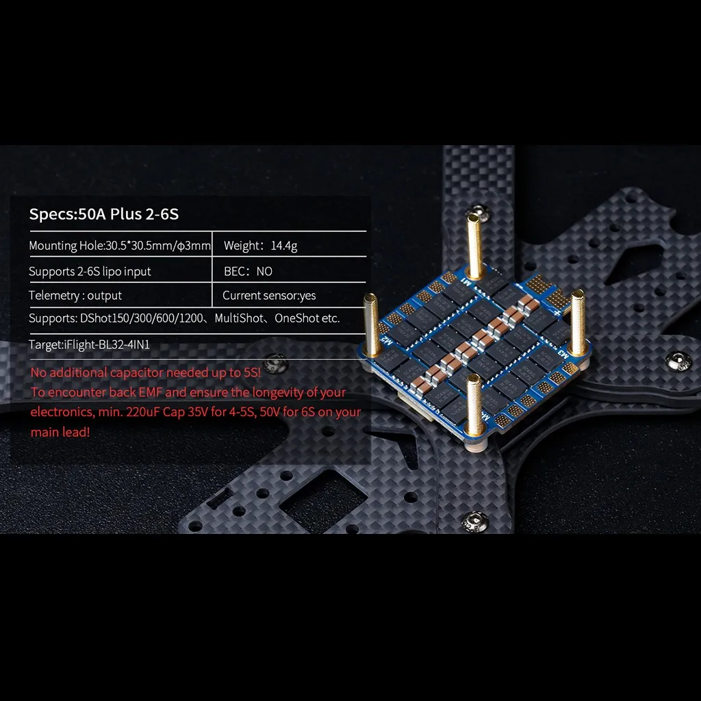 RC Аксессуар rc частей iFlight SucceX 50A 2-6S 4 в 1 бесщеточный ESC Dshot 1200 для FPV дрона с дистанционным управлением D301206