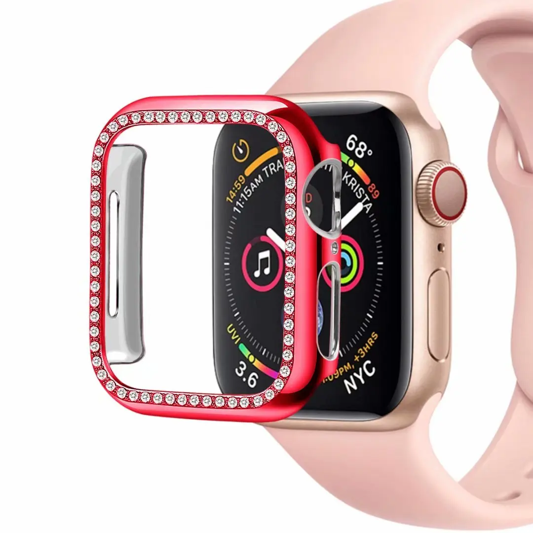 Роскошный чехол из поликарбоната с бриллиантами для Apple Watch 3 2 1 42 мм 38 мм защитный чехол для iWatch 40 мм 44 мм серия 4 5 бампер для часов