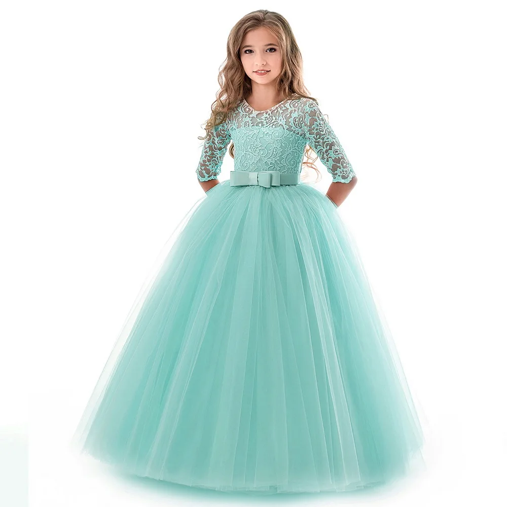 Винтаж Детское платье принцессы для девочек кружевное платье с цветочным рисунком и вышивкой Детские платья для девочек, красивая детская Свадебная вечеринка торжественное бальное платье D30