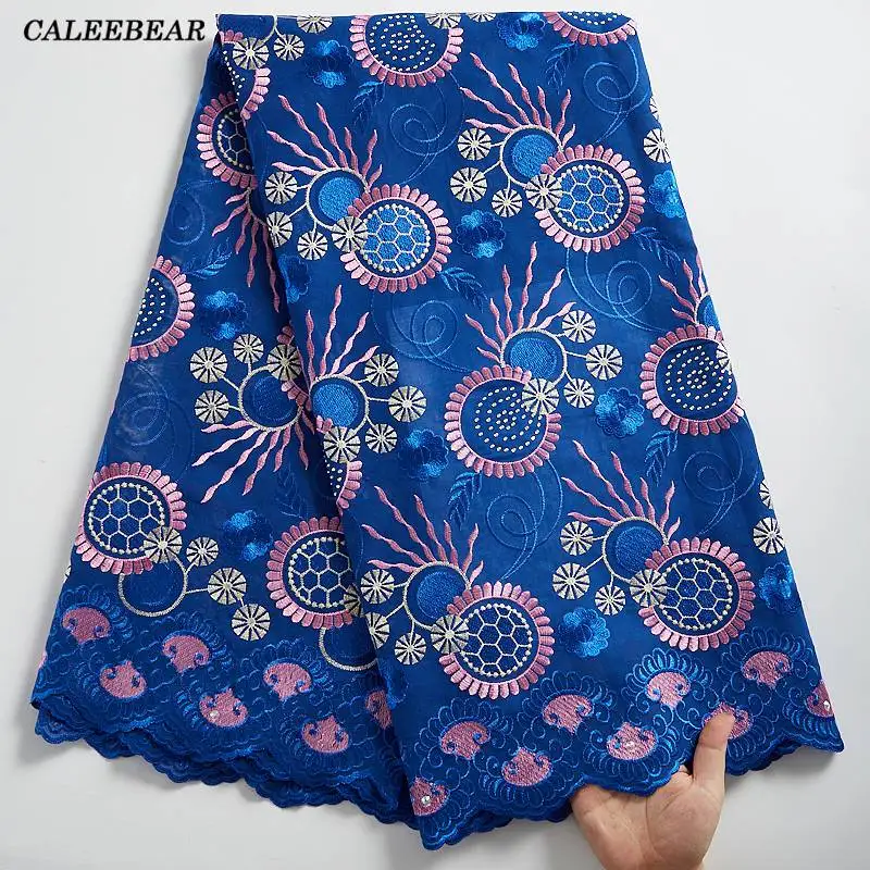 

Кружевная ткань с вышивкой в нигерийском стиле, Африканский хлопок 2021, с камнями, кружево для платьев, S2305, маркизет кружевные ткани