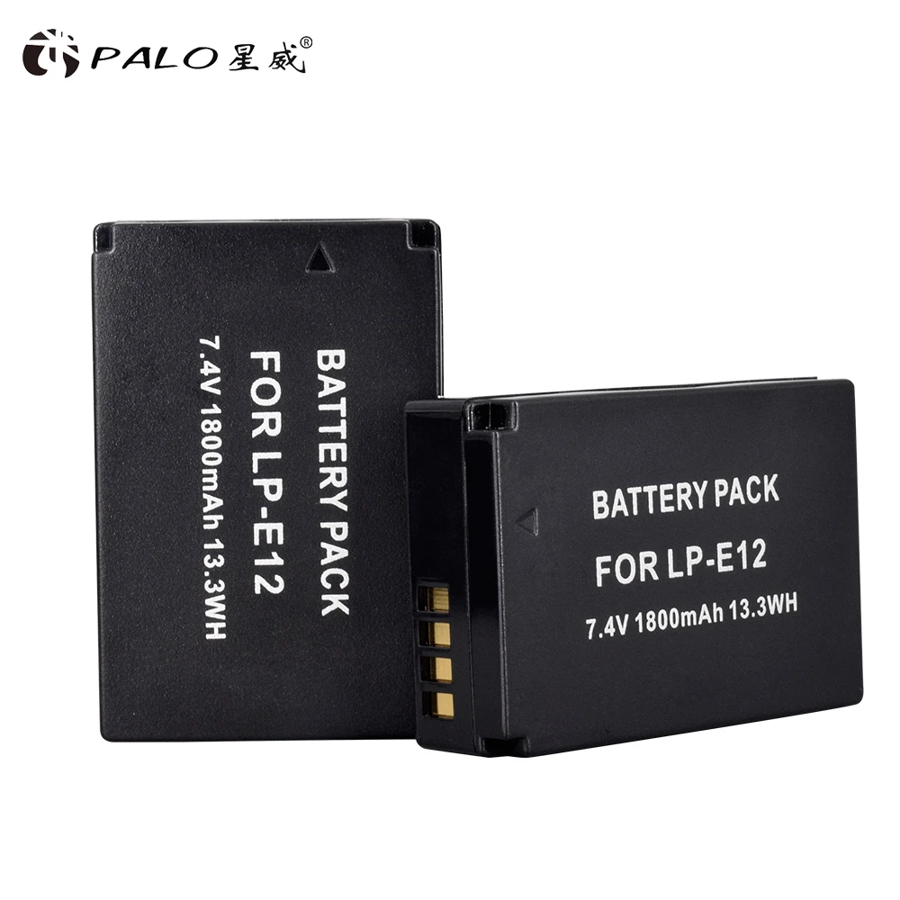 Аккумулятор PALO LPE12 LP E12 7 4 В 1800 мАч большой емкости Перезаряжаемый для камер Canon EOS M