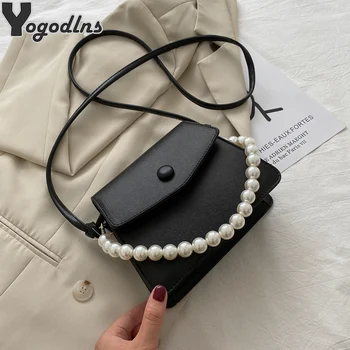 

Fashion Crossbody Bags For Women 2020 Luxury Pearl Top-Handle Purse Bags Designer PU Leather Female Shoulder Messenger Handbags