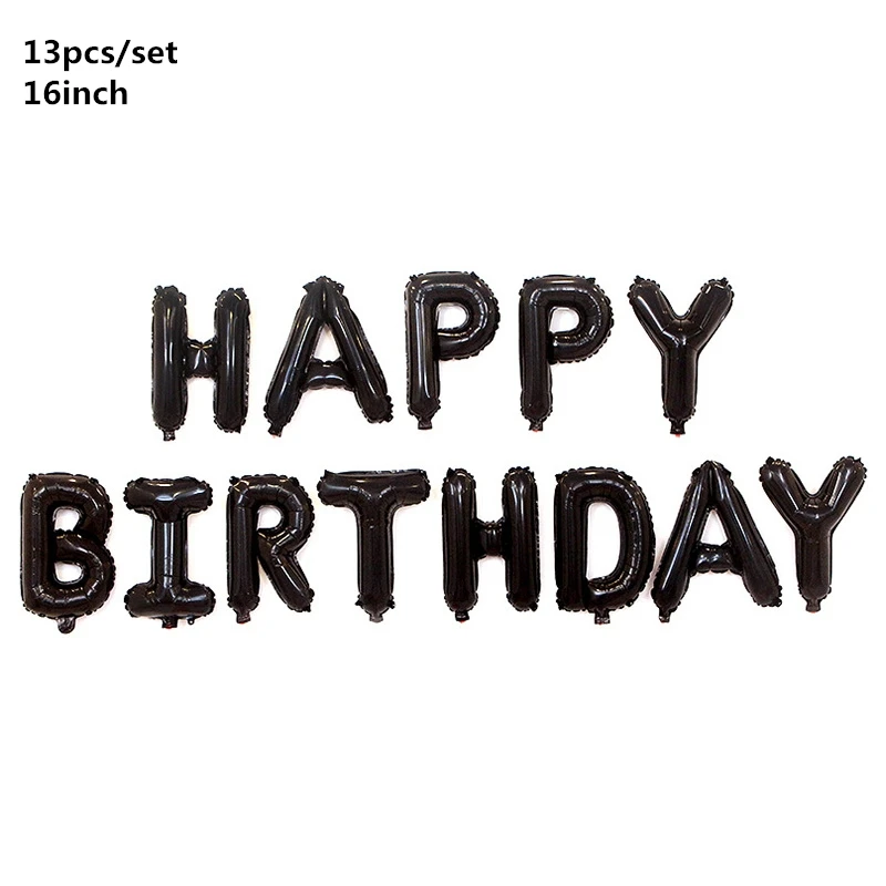 Черное золото с днем рождения баннер шары гелий номер фольги воздушный шар для маленьких мальчиков детей взрослых 18 30 день рождения украшения - Цвет: Happy Birthday3