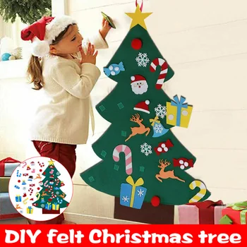 

Hot Felt Christmas Tree Set Wall Hanging Christmas Tree with 26Pcs Detachable Ornaments for Kids Gifts Party Home Decoration D6