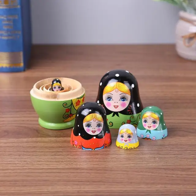 1 Set Nesting Dolls Color Painted Russian Matryoshka Doll Handmade Crafts Russian Nesting Dolls Baby Toy Girl Doll wholesale 2