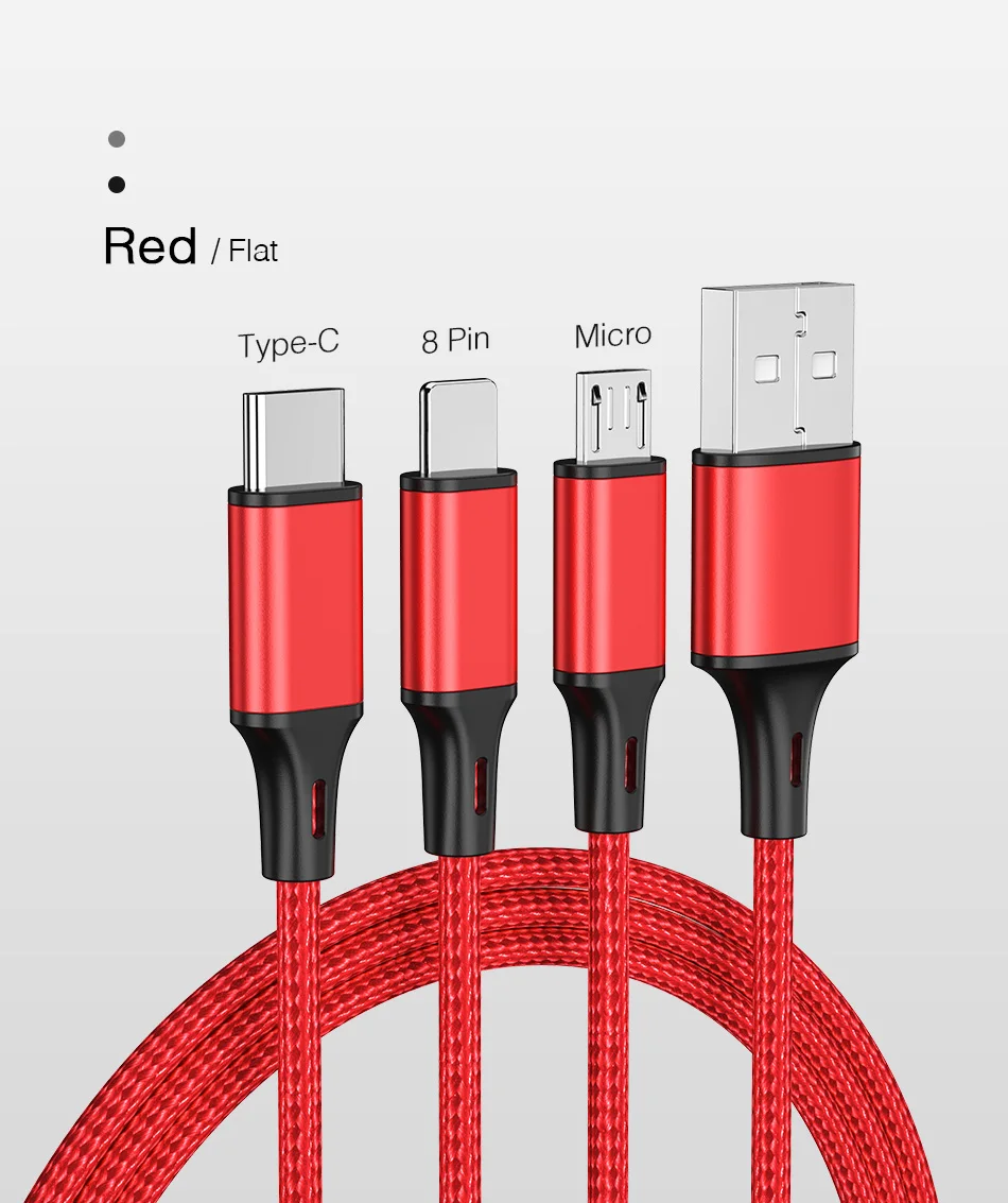 YKZ кабель для мобильного телефона 3 в 1 Micro USB кабель usb type-C кабель для зарядки для samsung Xiaomi huawei USB шнур для освещения