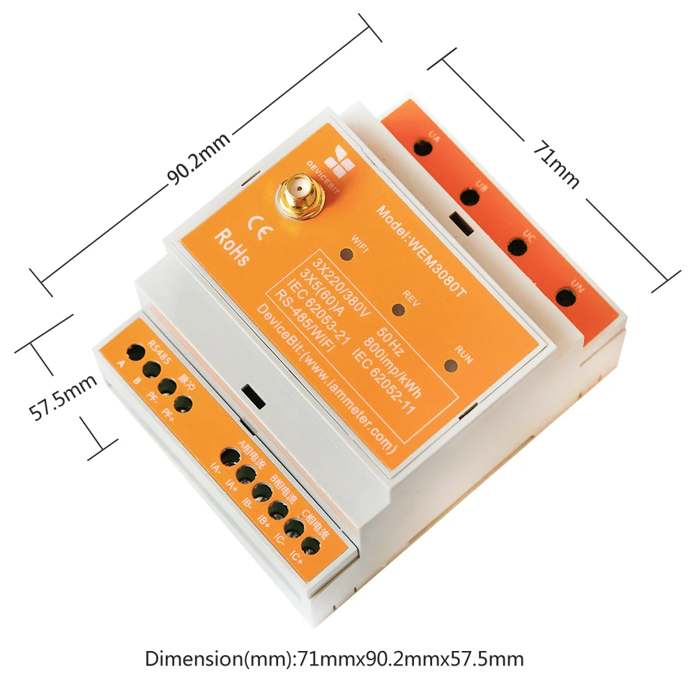 Bi-directional Three Phase WiFi Energy Meter,150A,Din Rail,integration with Home-Assistant, Solar System