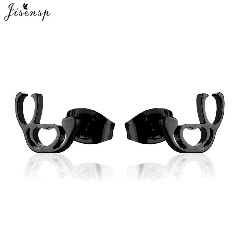 Jisensp NEW Fashion 3 Star Earings Black Stainless Steel Stud Earrings for Women Cute Minimalist Jewelry Earing oorbellen Brinco - Окраска металла: GED109B