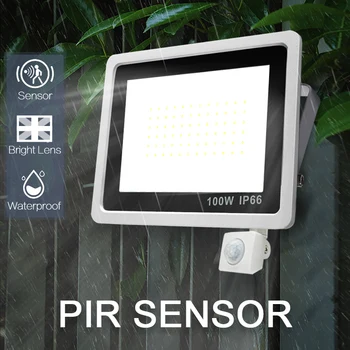 

LED Floodlight PIR Motion Sensor 220V 10W 20W 30W 50W 100W Cold Warm White Reflector Waterproof IP66 Outdoor Induction Lighting