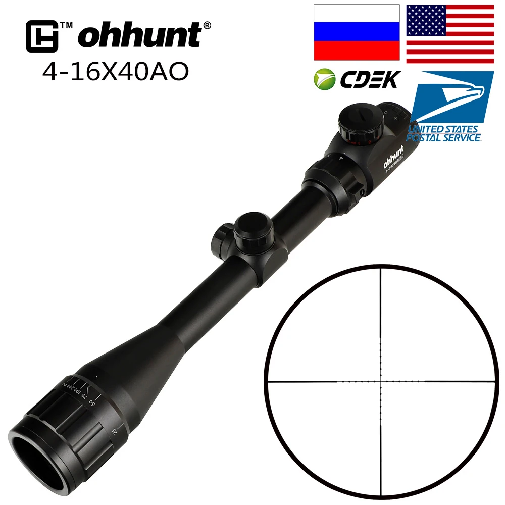 Ohhunt 4-16X40 AO охотничьи прицелы 1 дюйм труба Mil Dot сетка красный зеленый горит