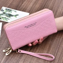 

Wallet Women's Long fashion Ladies Double zipper mobile phone bag ladies new clutch bag star hand strap bag Multiple color 648