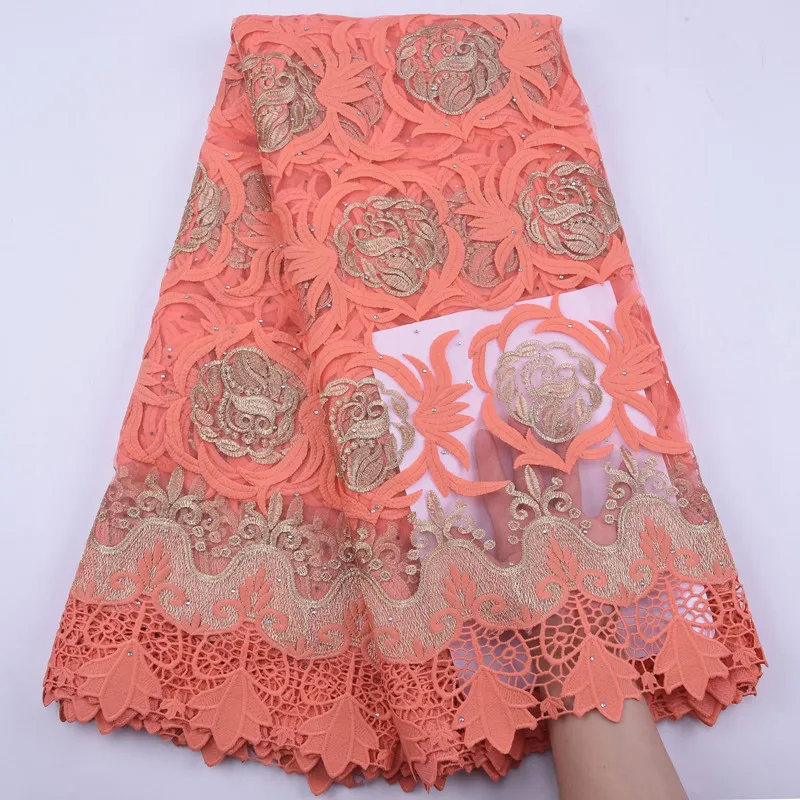 Шнур гипюровая кружевная ткань Африканский высококачественный молочный шелк