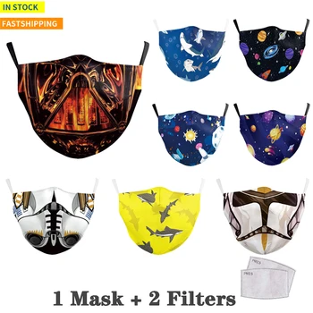 

Pm2.5 Filter Cartoon Mask Pollution Protective Face Mask Reusable Facemask Printed with Adults Filter Anti Masks Reusable Mask