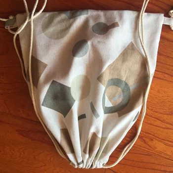 

Cotton Linen Eco Drawstring Backpack Book Shoes Bag Geometry Circle Square Diamond YL4