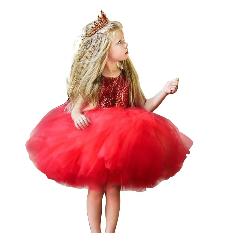 Red Dress 2 Рождественские вечерние платья для девочек, костюм снеговика детское рождественское платье красная юбка с блестками для девочек, платье подарок на год, зимние платья - Цвет: Red Dress 2