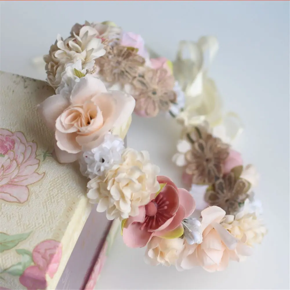 Beach Holiday Hair Wreath Crown Wedding Bridal Hair Accessories Headwear with A Flower Headband For Women Photography Romantic