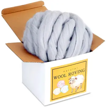 

LMDZ 8.82oz Wool Roving Bulk Super Wool Chunky Yarn Wool Roving Top for Needle Felting Soft Felting Supplies for Hand Spinning