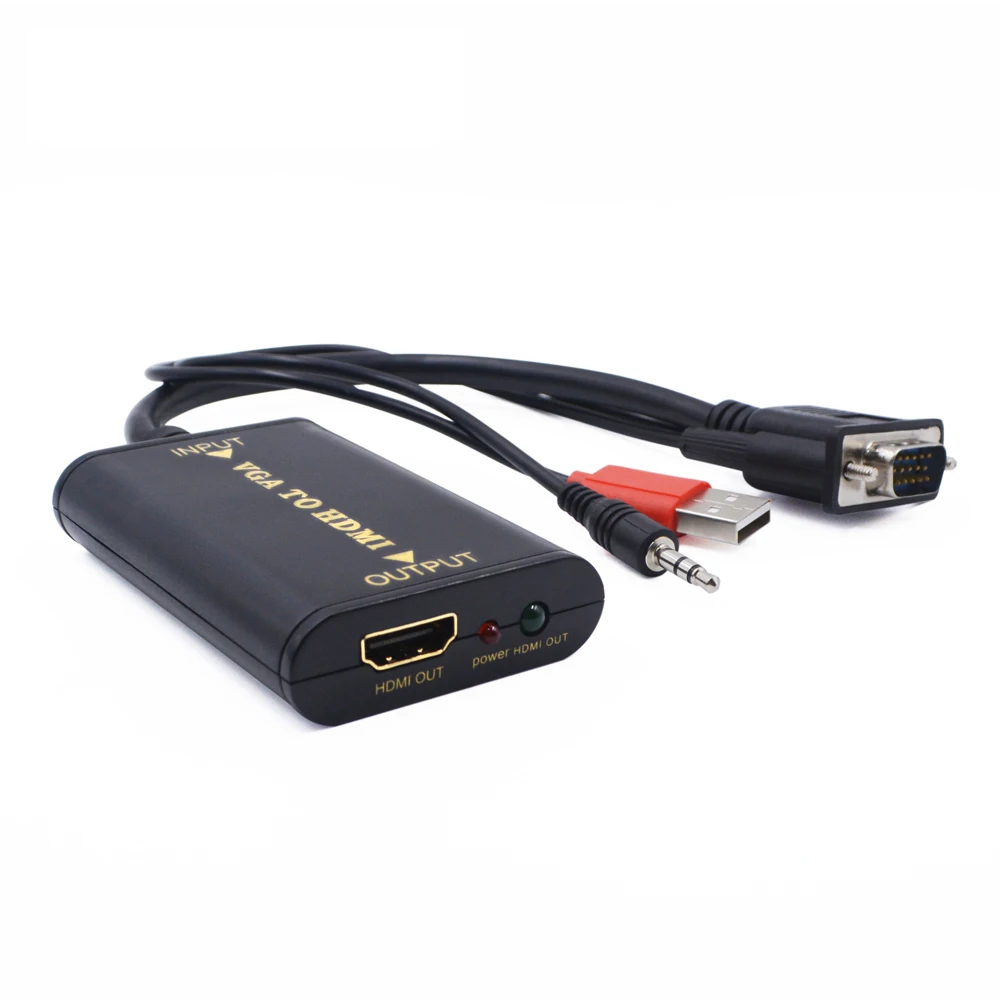  Elistooop Portable Plug and play VGA To HDMI Output 1080P HD Audio TV AV HDTV PC Video Cable VGA2HD