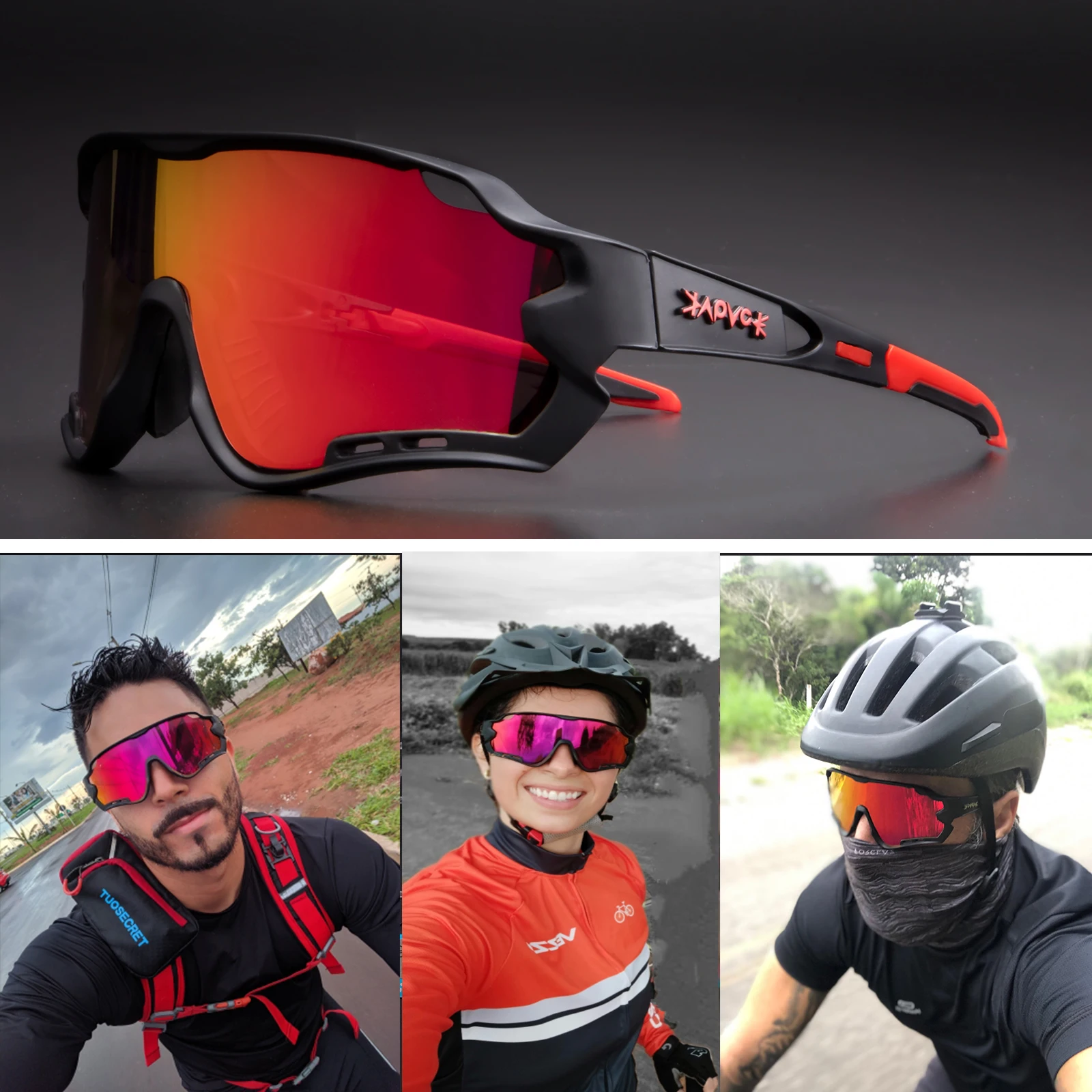 TR90 Frame Polarized Cycling Sunglasses Bike Glasses 5 Lens For Men Women 